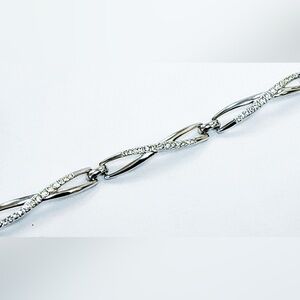 Swarovski Rhodium Plated Crystal Infinity Link Bracelet Adjustable
